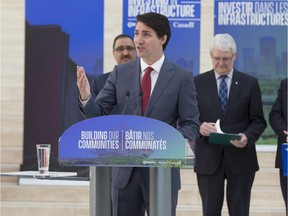 Prime Minister Justin Trudeau was in Edmonton on Tuesday, May 15, 2018 to announce funding to improve traffic at the 50 Street rail crossing. Photo by Greg Southam