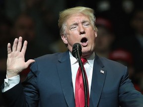 U.S. President Donald Trump speaks to supporters at a campaign rally on May 10, 2018 in Elkhart, Ind. (Scott Olson/Getty Images)