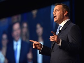 United Conservative Party Leader Jason Kenney speaking at the United Conservative Party's 2018 Annual General Meeting and founding convention in Red Deer, May 5, 2018. Ed Kaiser/Postmedia