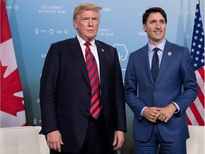 U.S. President Donald Trump and Canadian Prime Minister Justin Trudeau at the G7 Summit in La Malbaie, Que., on June 8, 2018.