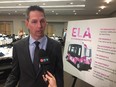 Dan Finley, vice-president of business development, discusses a new driverless shuttle pilot project that will be held in Edmonton and Calgary this fall on Wednesday, June 6, 2018.