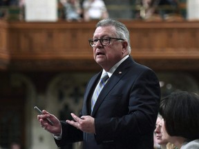 Minister of Public Safety and Emergency Preparedness Ralph Goodale rises during Question Period in the House of Commons on Parliament Hill in Ottawa on Friday, June 1, 2018.