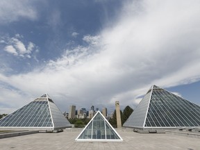 A thunderstorm forms over downtown, as seen from the Muttart Conservatory in Edmonton, on Friday, June 22, 2018. The capital city is expecting rough weather overnight.