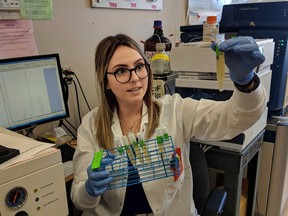 Lindsay Blackstock, a Kamloops native working on her PhD at the University of Alberta, came up with a unique way to measure the amount of pee in a typical swimming pool. Spoiler alert: It's a lot.
