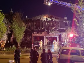 Flames engulfed a southeast Edmonton duplex on Sunday, June 24, 2018. Located at 6 Avenue and 62 Street in the Charlesworth neighbourhood, firefighters were called around 10:45 p.m. after a loud boom was heard.