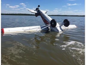 A light plane crashed on a lake in Leduc County  on Sunday, June 17, 2018.