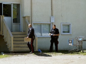 Police are investigating a report of a man shot at a residential apartment on 118 Avenue near 131 Street on Monday June 18, 2018. (PHOTO BY LARRY WONG/POSTMEDIA)