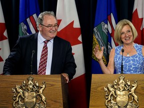 Alberta Premier Rachel Notley (right) and Government House Leader Brian Mason (left) held a news conference at the Alberta Legislature on Thursday June 7, 2018  to talk about their government's accomplishments during the spring legislative session. (PHOTO BY LARRY WONG/POSTMEDIA)