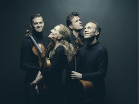 The St. Lawrence String Quartet, who are headlining in this year's Summer Solstice Chamber Music Festival, which runs from Mon June 18 to Fri June 22. From left to right: Owen Dalby, Lesley Robertson, Geoff Nuttal, and Christopher Costanza.