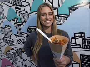 The spaghetti cone, modelled by Phaedra Boehm, arrives at Tiramisu Bistro on June 21.