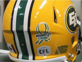 The Edmonton Eskimos will wear #HumboldtStrong decals on their helmets Friday.