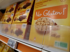 Gluten-free products are pictured in an hypermarket store of French retail giant Carrefour, in Villeneuve-la-garenne, near Paris, on December 7, 2016