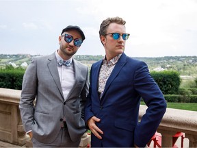 Artists Peter Gegolick, left, and Reece Schulte (both of whom worked on the sculpture Writing on the Wall) were at the Works Summer Solstice Gala at the Fairmont Hotel Macdonald in Edmonton on Friday, June 22, 2018.