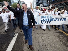 UCP leader Jason Kenney takes part in the K-Days parade in downtown Edmonton Friday July 20, 2018.