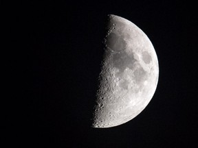 A picture taken on July 19, 2018 in Cologne, Germany shows of a view of the Moon.