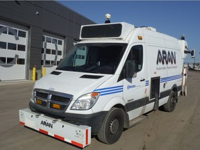 Edmonton's automatic road analyzer (ARAN) van. The van scans one-quarter of the city per season collecting data that shows the city where new pavement is needed.