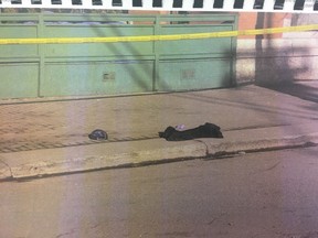 Crime scene photos taken after a March 2016 fatal shooting outside a Whyte Avenue area nightclub were submitted as exhibits at a first-degree murder trial for Arman Dhillon on Jan. 22, 2018. Defence attorney Brian Baresh gave his closing statement for the trial on July 3, 2018, saying Dhillon was the victim of misidentification.