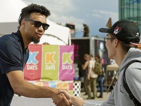Canadian NBA player Dillon Brooks meets fans at the Edmonton K-Days Exhibition grounds on Saturday July 21, 2018.