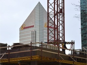 The former Enbridge Tower at Jasper Avenue and 102 Street emptied out in 2016 and is now being redeveloped into a hotel.