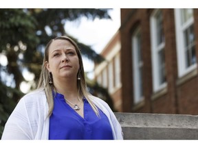 Heather Quinn, president of Edmonton Public Teachers local 37, poses for a photo outside Garneau School on Saturday, June 16, 2018.