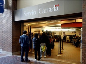 EDMONTON, ALBERTA. FEBRUARY 20, 2009. A follow up to the headline that Alberta will lose 15,000 jobs this year. The Service Canada office in Edmonton, Alberta was busy with job seekers this Friday afternoon. Mark Densmore, a pipeline construction worker, has been at this office everyday since he was laid off in December applying for positions that he feels qualified for but he hasn't heard back from any of the companies. (Candace Elliott/Edmonton Journal) ADD: unemployment unemployed /pws ORG XMIT: POS2013040716245630