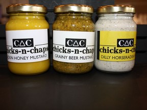 Chicks-n-Chaps is an Edmonton company that makes three kinds of mustard from local mustard seed.