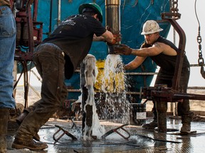 Workers in the Permian basin outside of Midland, Texas. Spurred partly by the shale boom, the median pay for energy workers last year was US$123,000.