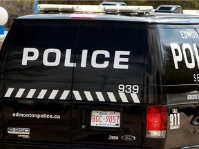 An Edmonton Police Service patrol wagon sits outside the West Division Station at 6505-100 Avenue in on Wednesday May 7, 2014.