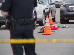 A man was shot in a parking lot of a southeast Edmonton steakhouse on Monday, July 2, 2018. He was conscious and breathing when he was transported to hospital. A white SUV was seen leaving the scene.