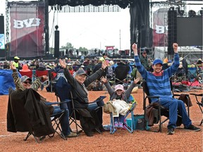 From left, Gary Sande and Kathy Millar-Sande with granddaughter Aurelia Slobozian, 6, and  son Clint Millar at the Big Valley Jamboree 2018 on Friday.