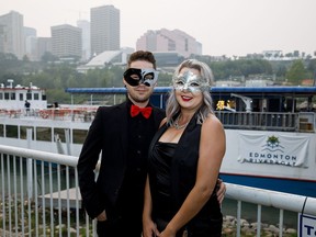 Darren Nakonechny, left, with Jessica Nakonechny during the second annual WILDMasque on the Edmonton Riverboat in Edmonton on Friday, Aug. 17, 2018.