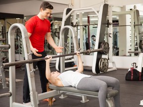 Who cares if you can lift heavy weights if you’re not performing the exercise properly. To prevent weak spots when doing bench presses, ensure you stop at the bottom of each rep, pause, then push.