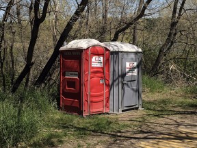 Edmonton's Accidental Beach on the south bank of the North Saskatchewan River near downtown Edmonton has added infrastructure from the city that includes porta-potties, garbage cans and bicycle racks. Restricted parking and traffic flow are in effect.