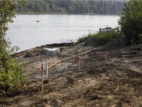 The future site of  a new seasonal floating dock and a new viewing deck on the bank of the North Saskatchewan River at Laurier Park on Monday, Aug. 20, 2018.