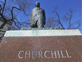 The statue of Sir Winston Churchill in the square named after him
