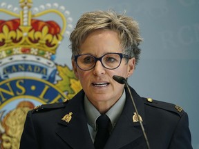 Corporal Laurel Scott (RCMP Media Relations Group) released a statement at K-Division headquarters in Edmonton on Friday August 10, 2018 about a crash that happened in Jasper, Alberta on August 7, 2018 at approximately 5pm. The deceased passengers of a van were a 50-year-old female from Louisiana and a 28-year-old male from Houston. Four occupants were killed in the second vehicle involved in the crash and have not been identified. Two of the deceased were a 30-year-old male and a 35-year-old male, both Indian Nationals working in Banff. (PHOTO BY LARRY WONG/POSTMEDIA)