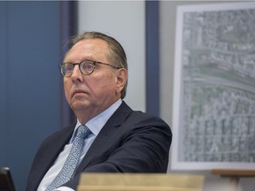 John Dill, managing partner at Cherokee Canada Inc. at the Environmental Appeals Board hearing on the former Domtar lands on Monday, Aug. 27, 2018. Cherokee Canada, the current landowner, is fighting orders from Alberta Environment.