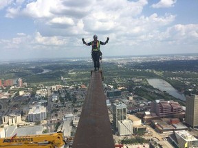 Standing on steel more than 50 storeys in the air is all in a days work for members of Ironworkers local 720 employed on construction of Edmonton's Stantec Tower, Canada's tallest office building outside Toronto on Thursday, Aug. 2, 2018.