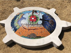 The sculpture entitled Turtle by Jerry Whitehead in the Indigenous Art Park. The turtle is part of the creation story common to many Indigenous cultures.