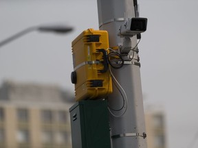 New automated noise monitoring cameras at 122 Street and Jasper Avenue on Thursday, Aug. 16, 2018 in Edmonton.