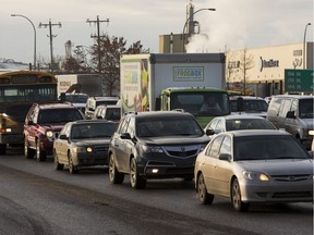 Traffic crosses Yellowhead Trail at 149 Street in Edmonton, Alta., on Wednesday, Feb. 4, 2014.