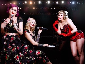 Brittany and Jenesse Graling and LeTabby Lexington star in Burlesque Duelling Divas: Wild Women at the 2018 Edmonton Fringe Festival