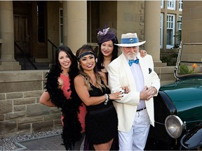 Nick Lees and friends prepare for the Zin on the River party at the Fairmont Hotel Macdonald, where a Great Gatsby soiree was  the theme. The event supported CASA, which offers services to families whose youngsters have a mental health issue.