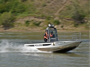 The Edmonton Police Service's new marine unit patrols 48 km of the North Saskatchewan River in Edmonton on Aug. 5, 2018.