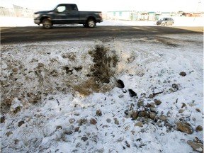 The scene of a two vehicle crash along Township Road 510 near 5 Street, in Nisku Monday Nov. 6, 2017. Four of five people who were found naked after the crash, are being treated for injuries in hospital. RCMP call the crash 'not accidental'.