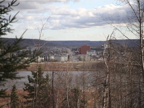 A view of Fort McMurray's downtown Franklin Avenue as seen from an overlook on Thicket Drive, Tuesday, October 24, 2017. Olivia Condon/ Fort McMurray Today/ Postmedia Network