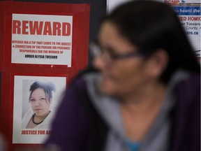 Vivian "Tootsie" Tuccaro takes part in a press conference to discuss the unsolved homicide of her daughter Amber Alyssa Tuccaro, in Edmonton Wednesday Sept. 19, 2018. Photo by David Bloom