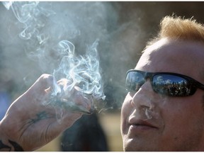 Dominic was on hand for 420 at 4:20 p.m. with thousands of others on the Legislature grounds in Edmonton. File photo.