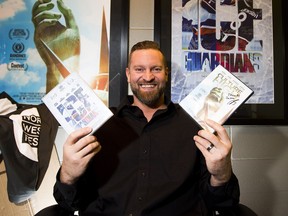 Local indie filmmaker Adam Scorgie, in his home studio on Thursday, Sept. 20, 2018, has completed a new film on Grant Fuhr and has previously done two documentaries on the business of the marijuana trade and on hockey enforcers.