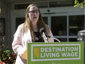 Christina Gray (Alberta Labour Minister) announced changes to the province's minimum wage rates at the Muttart Conservatory in Edmonton on Thursday June 30, 2016, as Alberta moves forward towards a $15-per-hour mimimum wage by 2018. File photo.